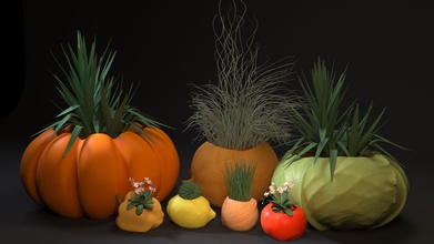 planter set art 3d printer decor decoration general pot vase interior other pumpkin 3d print model - Mito3D