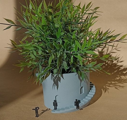 Pflanzer Treppe Zahlen Blumentopf Vase Pflanze dekorativ Gartenarbeit Skulptur Blume Kunst Skulpturen 3D print model - Mito3D