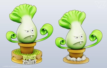 plants vs zombies - bonk choy character game art statue sculpture 3dprint cartoon collection toy cute fun games toys 3d print model - Mito3D