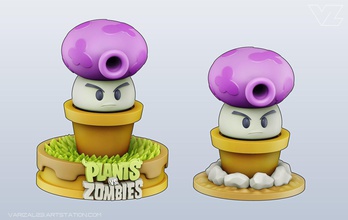 plants vs zombies - fume shroom character game art statue sculpture 3dprint cartoon collection toy cute fun games toys 3d print model - Mito3D