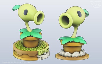 plants vs zombies - peashoter character game art statue sculpture 3dprint cartoon collection toy cute fun games toys 3d print model - Mito3D