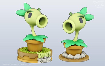 plants vs zombies - repeater character game art statue sculpture 3dprint cartoon collection fun cute toy games toys 3d print model - Mito3D