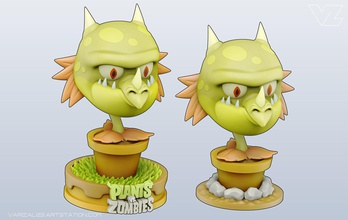 bitkiler vs zombiler aslanağzı karakter heykel toplamak 3dprint eğlence şirin oyun oyuncak oyunlar oyuncaklar 3d print model - Mito3D