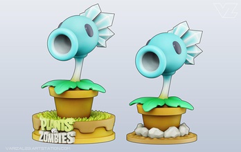 plants vs zombies - snow pea character game art statue sculpture 3dprint cartoon collection fun cute toy games toys 3d print model - Mito3D