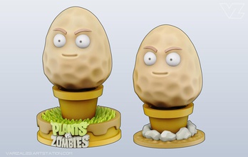 plants vs zombies - wall nut character game art statue sculpture 3dprint cartoon collection toy cute fun games toys 3d print model - Mito3D