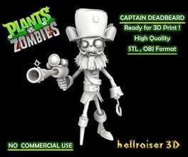 plants vs zombies - captain deadbeard pirate video game miniature statue sculpture figurine art hero fantasy 3dprint realistic plant character cartoon collection illustration pvz zombie games toys 3d print model - Mito3D