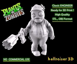 plants vs zombies - engineer video game miniature statue sculpture figurine art hero fantasy 3dprint realistic plant character cartoon collection illustration pvz zombie games toys 3d print model - Mito3D