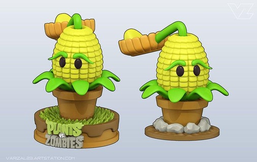 plants vs zombies - kernel pult character game toy statue sculpture cute fun 3dprint collection art cartoon games toys gametoys artsculpture 3d print model - Mito3D