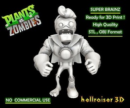 plants vs zombies - super brainz hero video game miniature statue sculpture figurine art fantasy 3dprint realistic plant character cartoon collection illustration pvz zombie games toys 3d print model - Mito3D