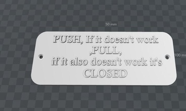 plate- push pull closed architecture boss colleague door handle entrance entry free fun furniture house knocker lock office plaque plate 3d print model - Mito3D