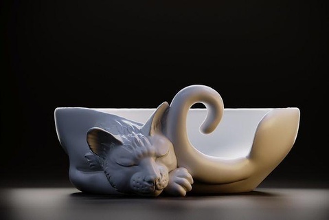 prato gato pratos arte casa acessórios gatinha utensílios domésticos gatinho jantar tigela moda beleza animal pires talheres mobília 3d print model - Mito3D