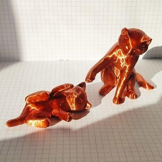 joueurs chats chat bavarder animal poignées joueur figurine art sculptures 3d print model - Mito3D