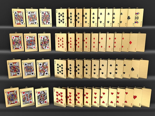 oynama kart kolye ayarlamak maça elmaslar kalpler kulüpler as bisiklet kumarhane joker kriko kral kraliçe takı toplamak 3dotworks oyun kağıtları poker 3d print model - Mito3D