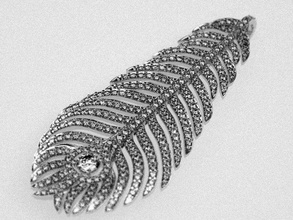 plume de paon pendant - replica brand peacock feather fluff flexible moving waving jewelry pendants 3d print model - Mito3D