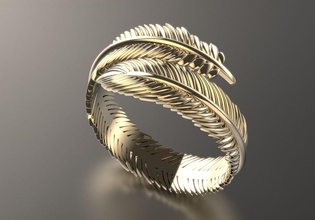 plumaje anillo oro joyería Moda plata joya anillos 3d print model - Mito3D