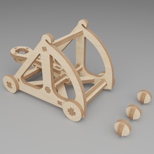 plaqué constructeur catapulte cnc coupe modèle décor bois meubles lampe dirigeable laser 3d maison jeux jouets 3d print model - Mito3D