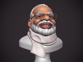 pm modi dessin animé buste narendra sourire politicien bjp indien ministre miniatures figurines art sculptures 3d print model - Mito3D