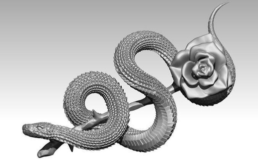 Gift Rose Achtung Schlange Blume Schmuck druckbar Gold Silber Kobra Tiere Tier Viper Reptil Eidechse Python Natur Drachen Anhänger 3d print model - Mito3D