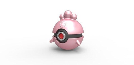 pokebola igglybuff Pokémon bola recipiente brinquedo impressão imprimível passatempo faça 3d print model - Mito3D