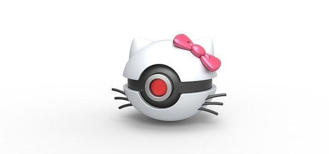 pokeball kitty pokemon concept container anime toy print printable ball hobby diy 3d print model - Mito3D