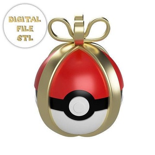 pokebola enfeite 3d impressão Pokémon digital arquivos Arquivo clássico bola Nintendo xmass Natal Christmasstree decoração casa 3d print model - Mito3D