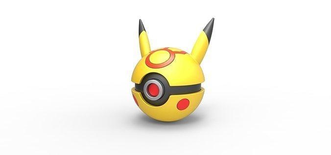 pokeball pikachu evil version pokemon concept container anime toy print printable ball evilpikachu hobby diy 3d print model - Mito3D