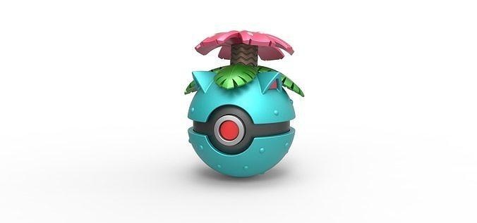 pokeball venusaur toy ball pokemon container print printable sports games toys hobby diy 3d print model - Mito3D