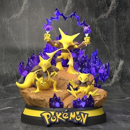 Pokémon abra Evolution Linie Diorama Pikachu Asche Pokeball Spielzeug Zuhause Haus frei mimikyu Beliebt eevee Drucken Hund Anime Manga Sammlerstück charizard Cadabra Alakazam Venusaurier Spiele Spielzeuge 3D print model - Mito3D