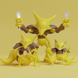 Pokémon sutiã cadabra Alakazam 2 poses Pikachu cinza pokebola brinquedo casa livre mimikyu popular eevee impressão cão anime manga colecionável Charizard venusaur jogos brinquedos 3d print model - Mito3D