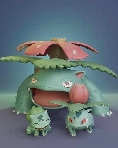 pokemon bulbasaur ivysaurio venusaur pikachu pokebola go juguete coleccionable impresión kanto inicio figura arte anime manga juegos juguetes 3D print model - Mito3D