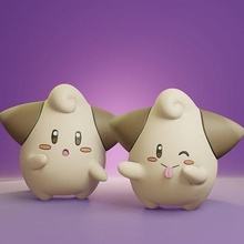 pokemon Cleffa 2 pozlar Pikaçu kül pokeball oyuncak popüler Eevee baskı 3d köpek anime manga koleksiyon yarık kilitlenebilir peri oyunlar oyuncaklar 3d print model - Mito3D