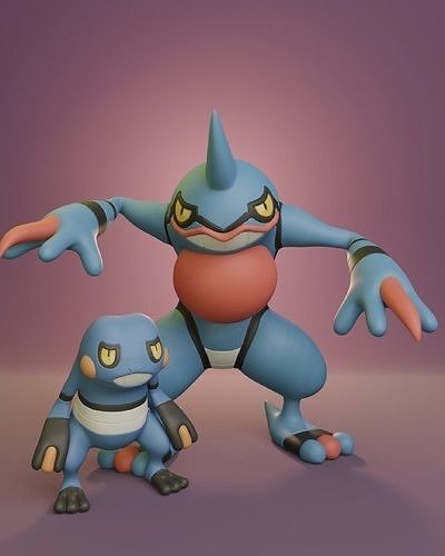 pokemon - croagunk toxicroak pikachu ash pokeball toy pop frog ular 3d anime manga collectible printable games toys 3D print model - Mito3D