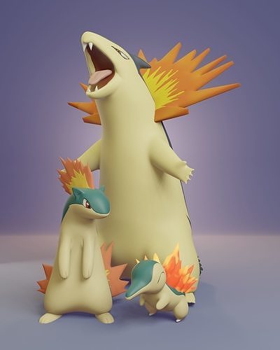 pokemon - cyndaquil quilava typhlosion pikachu ash pokeball toy popular eevee printing 3d dog anime manga collectible fire games toys 3D print model - Mito3D