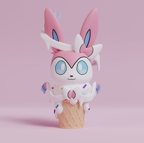 Pokémon Eis Sahne Sylveon Pikachu eevee Jolteon Flareon Vaporeon glaceon leafeon Umbreon espeon Spielzeug Sammlerstück Kunst Manga Anime Valentinstag Beliebt Pokeball Spiele Spielzeuge 3D print model - Mito3D