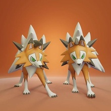 pokemon - lycanroc dusk 2 poses pikachu ash pokeball toy popular eevee printing 3d dog anime manga collectible rockruff midday midnight games toys 3d print model - Mito3D