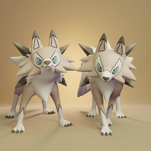 pokemon - lycanroc midday 2 poses pikachu ash pokeball toy popular eevee printing 3d dog anime manga collectible rockruff midnight dusk games toys 3d print model - Mito3D