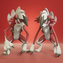pokemon - lycanroc midnight 2 poses pikachu ash pokeball toy popular eevee printing 3d dog anime manga collectible rockruff midday dusk games toys 3d print model - Mito3D