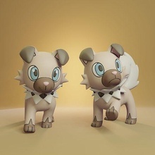 pokemon - rockruff 2 poses pikachu ash pokeball toy popular eevee printing 3d dog anime manga collectible lycanroc midday midnight dusk games toys 3d print model - Mito3D