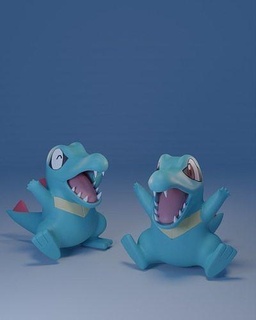 Pokémon totodile 2 poses Pikachu croconaw feraligatr colecionável brinquedo impressão cinza pokebola água iniciante arte esculturas 3d print model - Mito3D