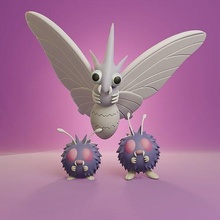 Pokémon venonate Giftmotte Pikachu Asche Pokeball Spielzeug Beliebt eevee Drucken 3d Hund Anime Manga Sammlerstück Fehler Spiele Spielzeuge 3d print model - Mito3D