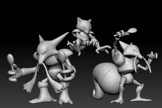 Pokémon abra cadabre alakazam jouet figure art Jeu Pokemongo nintendo Pokemonzukan Jeux jouets sculpture évolution druddigon 3d print model - Mito3D