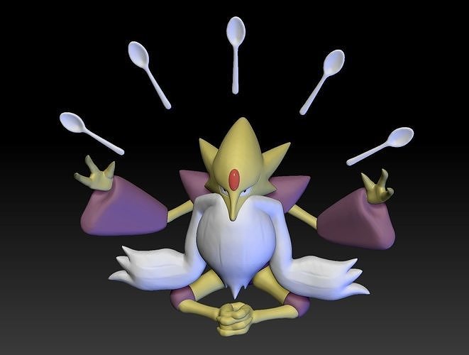 pokemon alakazam mega evoluzione giocattolo figura arte gioco pokemongo nintendo pokemonzukan giochi giocattoli scultura video 3D print model - Mito3D