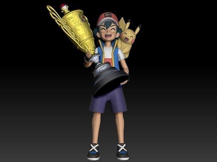 pokemon cenere ketchum campione trofeo anime stagione giocattolo figura arte gioco pokemongo nintendo pokemonzukan giochi giocattoli scultura evoluzione video pikachu 3d print model - Mito3D