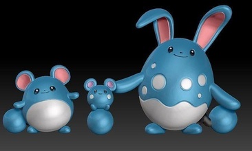 pokémon azurblau marill azumarill spielzeug zahl kunst spiel pokemongo nintendo pokemonzukan spiele spielzeuge skulptur evolution 3d print model - Mito3D