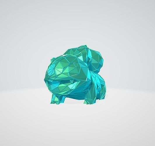 Pokemon bulbasaur wireframe voronoi rete metallica maglia fallimento arredamento statua moderno arte decorazione filo 3d scultura lowpoly nintendo wii video gioco 3D print model - Mito3D