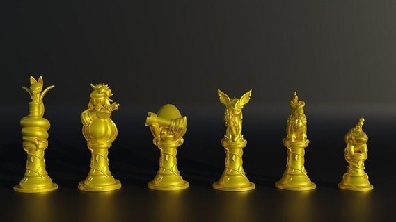 pokemon chess set- nature 6 different model set anime 3d stl game board knight king forest character scifi animation poke ball pokeball games toys 3d print model - Mito3D