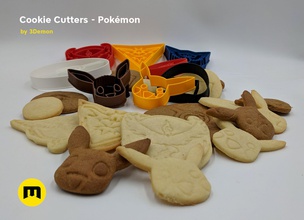 pokemon cookie cutters set cutter baking kitchen cooking food christmas biscuit bakery pikachu eevee moltres go letsgo zapdos articuno nintendo ginger games toys game accessories 3d print model - Mito3D