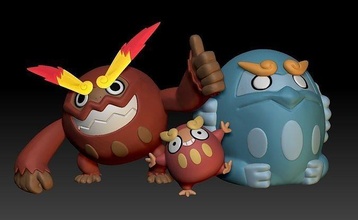 pokemon darumaka darmanitan juguete figura Arte juego pokemongo nintendo pokemonzukan juegos juguetes escultura evolución 3d print model - Mito3D