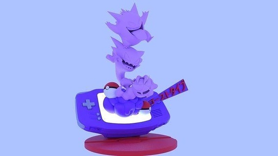 Pokemon diorama gengar cacciatore gastly charizard charmander giocatore video gioco arte sculture 3d print model - Mito3D