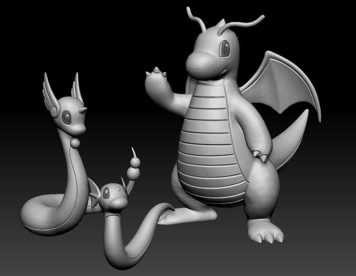 pokémon dratini dragonair dragonite spielzeug zahl kunst spiel pokemongo nintendo pokemonzukan spiele spielzeuge skulptur evolution 3D print model - Mito3D